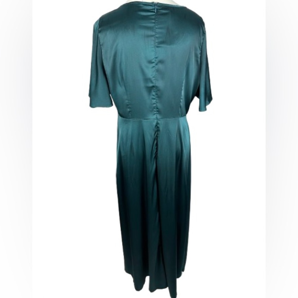 Green V-Neck Short Sleeve Dress Size L - Picture 3 of 4